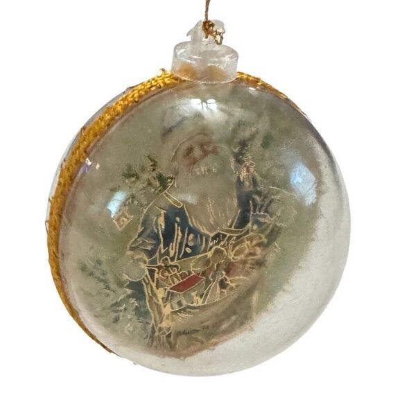 Vintage Christmas Ornament Santa Claus Double Sided Plastic Ball Retro Ornament - Picture 3 of 7